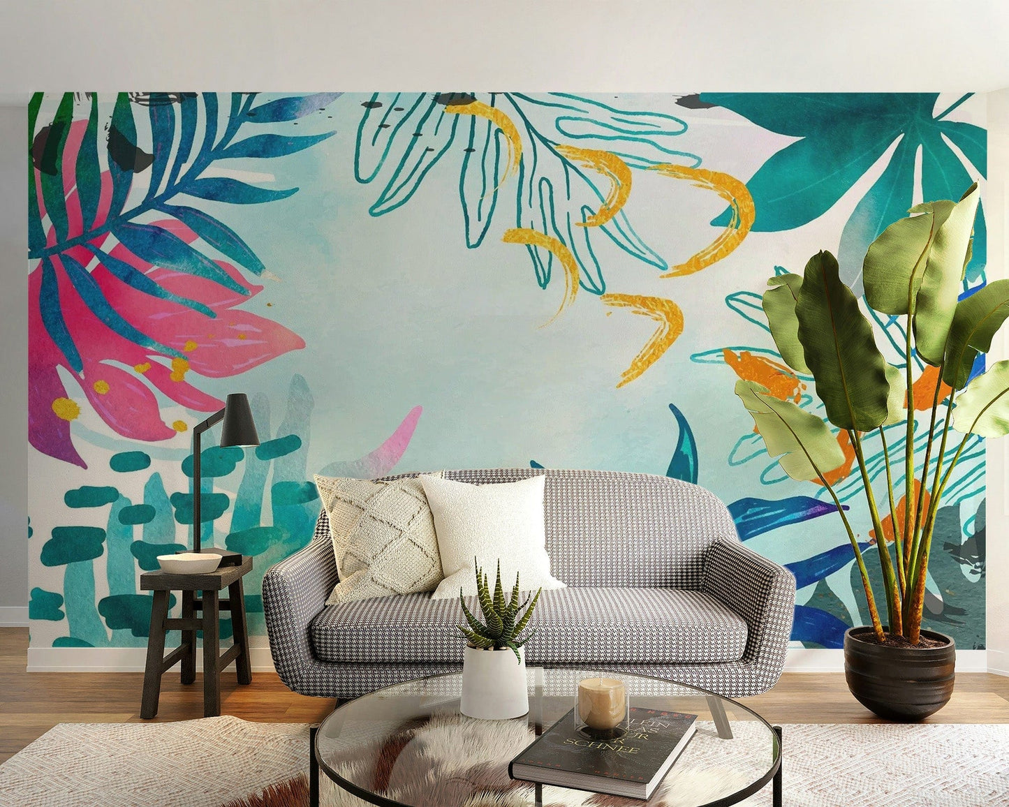 Soft summer watercolor wallpaper with a serene gradient effect. tropical-07