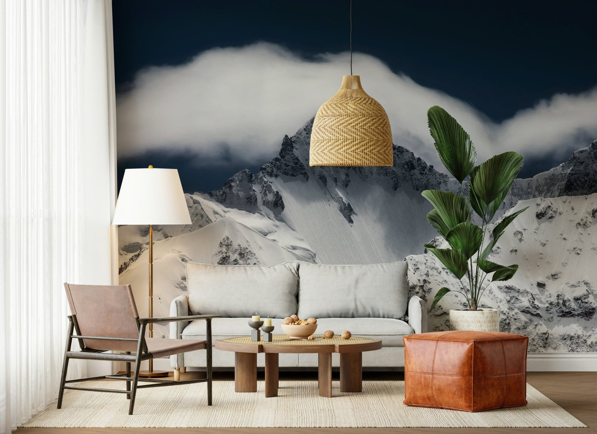 A serene majestic mountain wall mural for your decor.