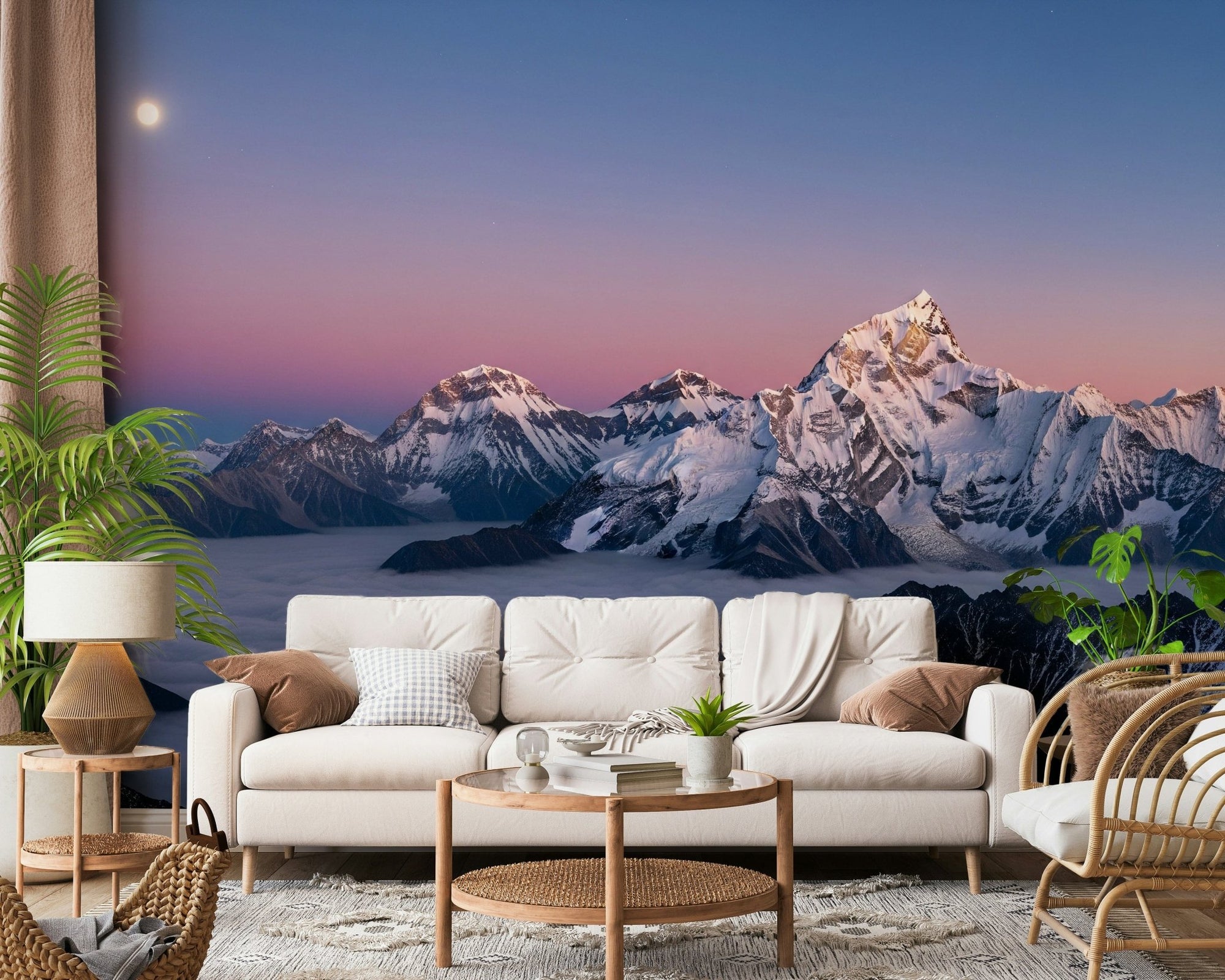 Summit Serenity Wall Mural cool blue mountains for a loft wallpaper mural, GD7652