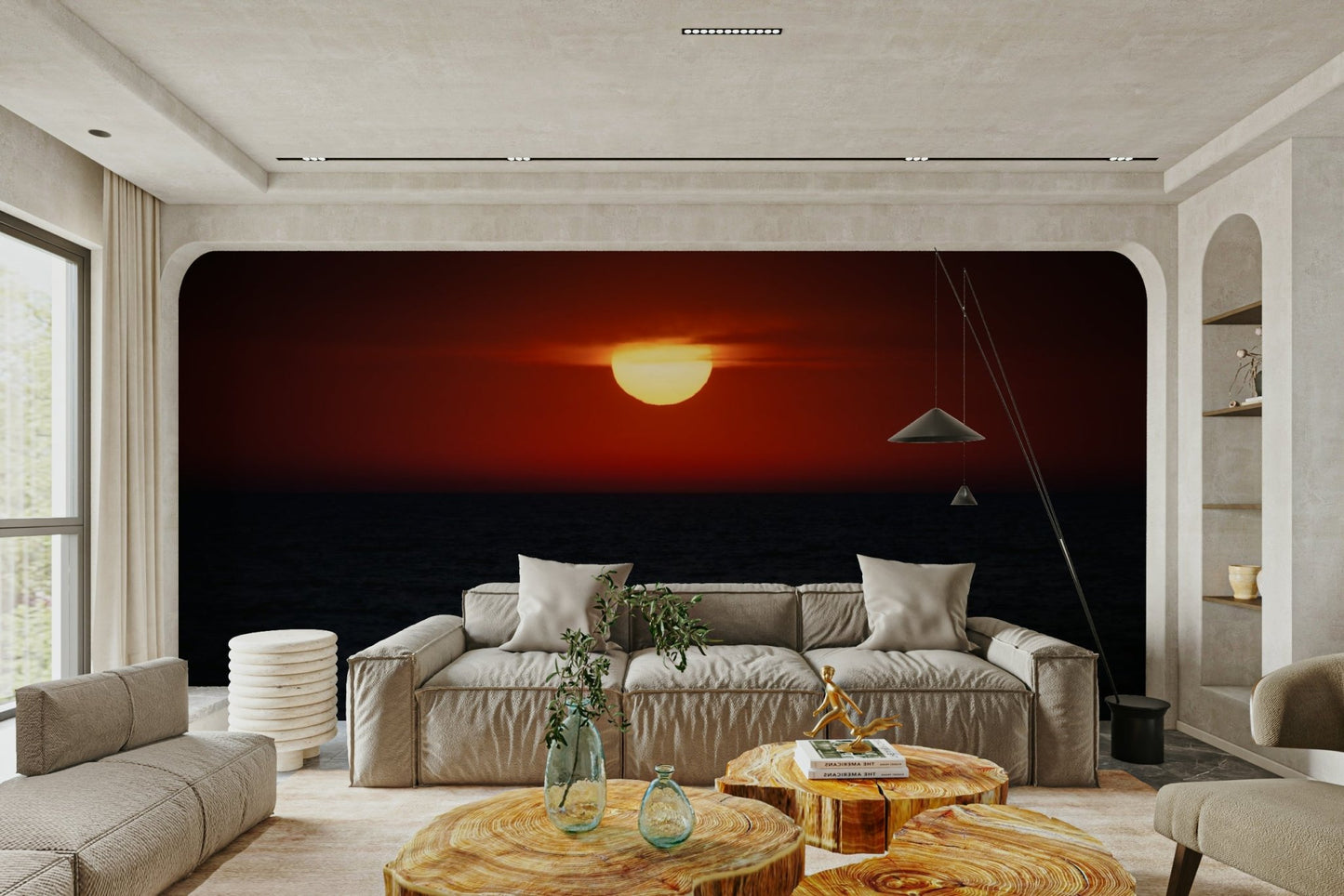 A peaceful abstract sunset wallpaper mural for any room.

