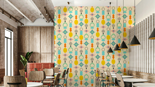 Vintage-style abstract shapes on cream background

