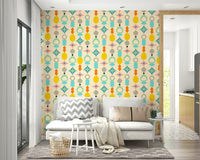 Geometric abstract wallpaper design in cream tones, GD1584