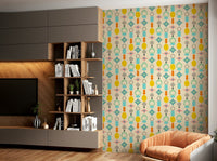 Retro-inspired cream wallpaper with abstract shapes, GD1584