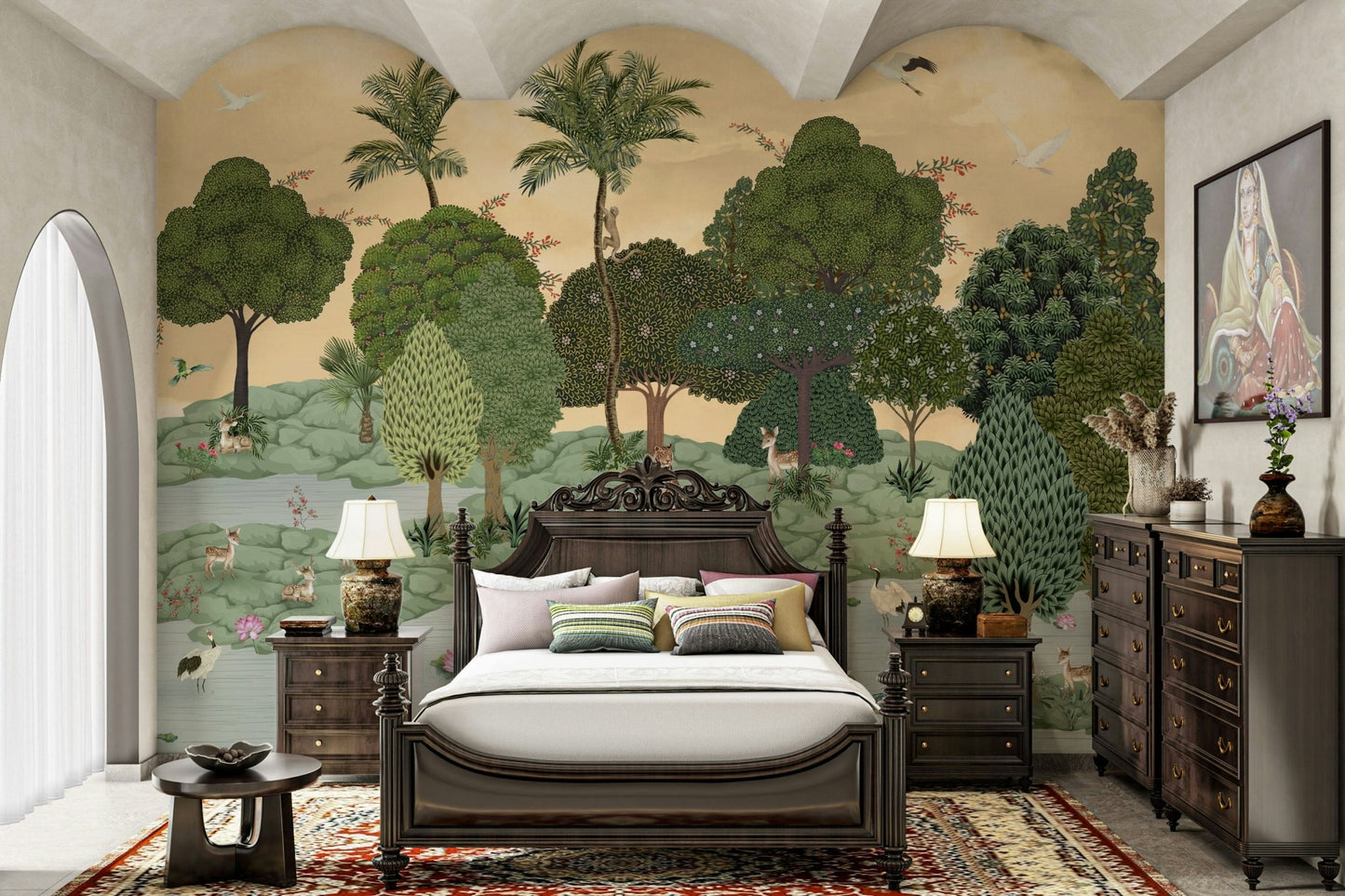 A peaceful wall mural with an organic, natural design.

