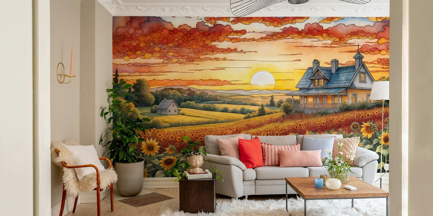 The sunflowers are tall and face the sun.

