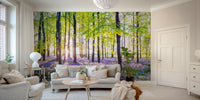 Bluebell carpet in sunlit woods wallpaper


