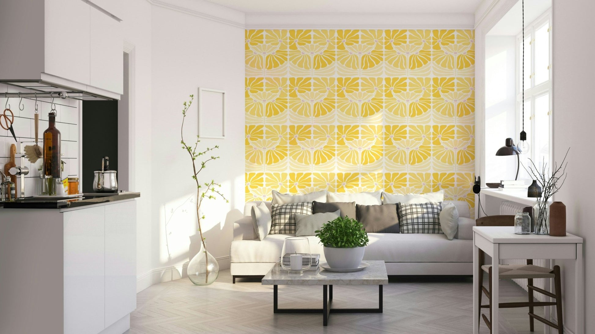 Sunlit daisies wallpaper with bright florals

