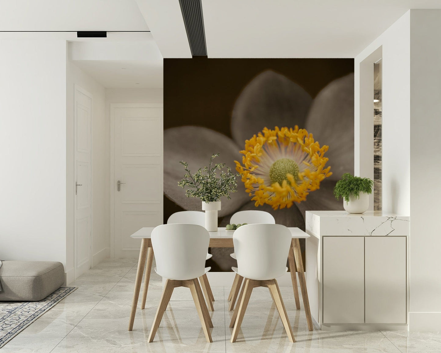 Sunlit Floral Essence, sophisticated flower print for interior walls., GD7114