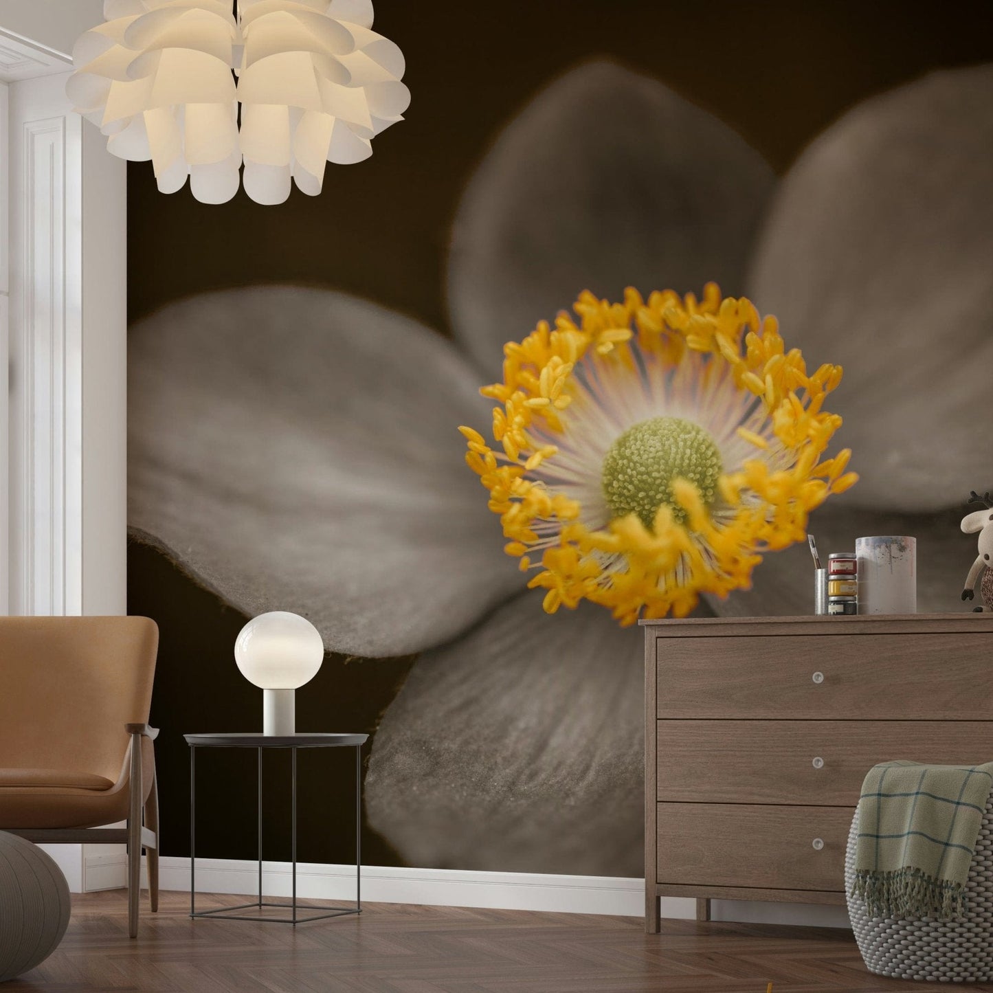 Botanical illustration style, Sunlit Floral Essence, room accent mural., GD7114