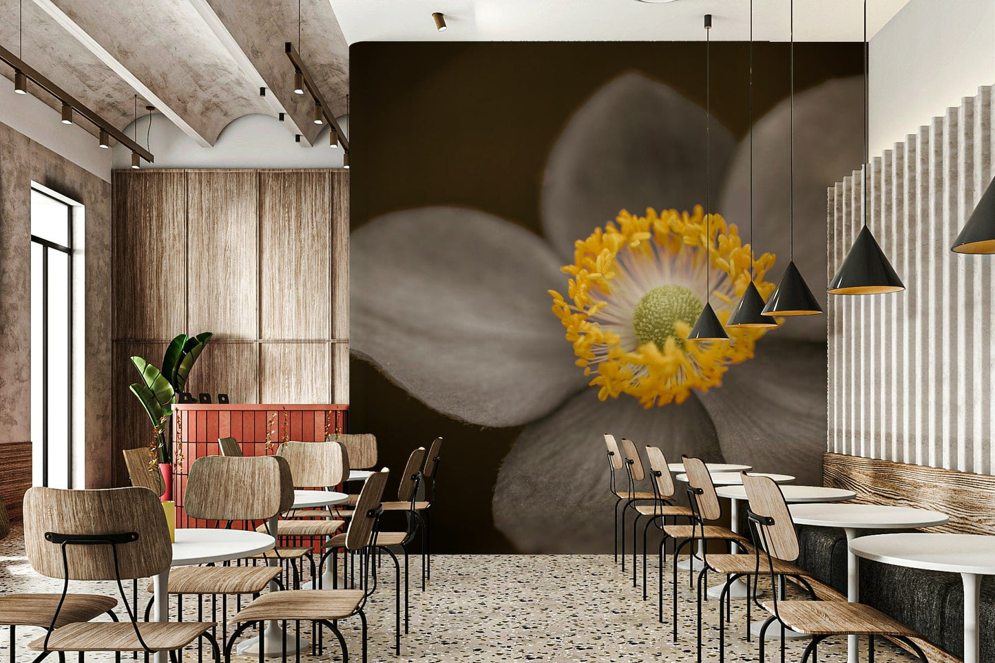 Dramatic floral artwork, Sunlit Floral Essence self adhesive wallpaper., GD7114