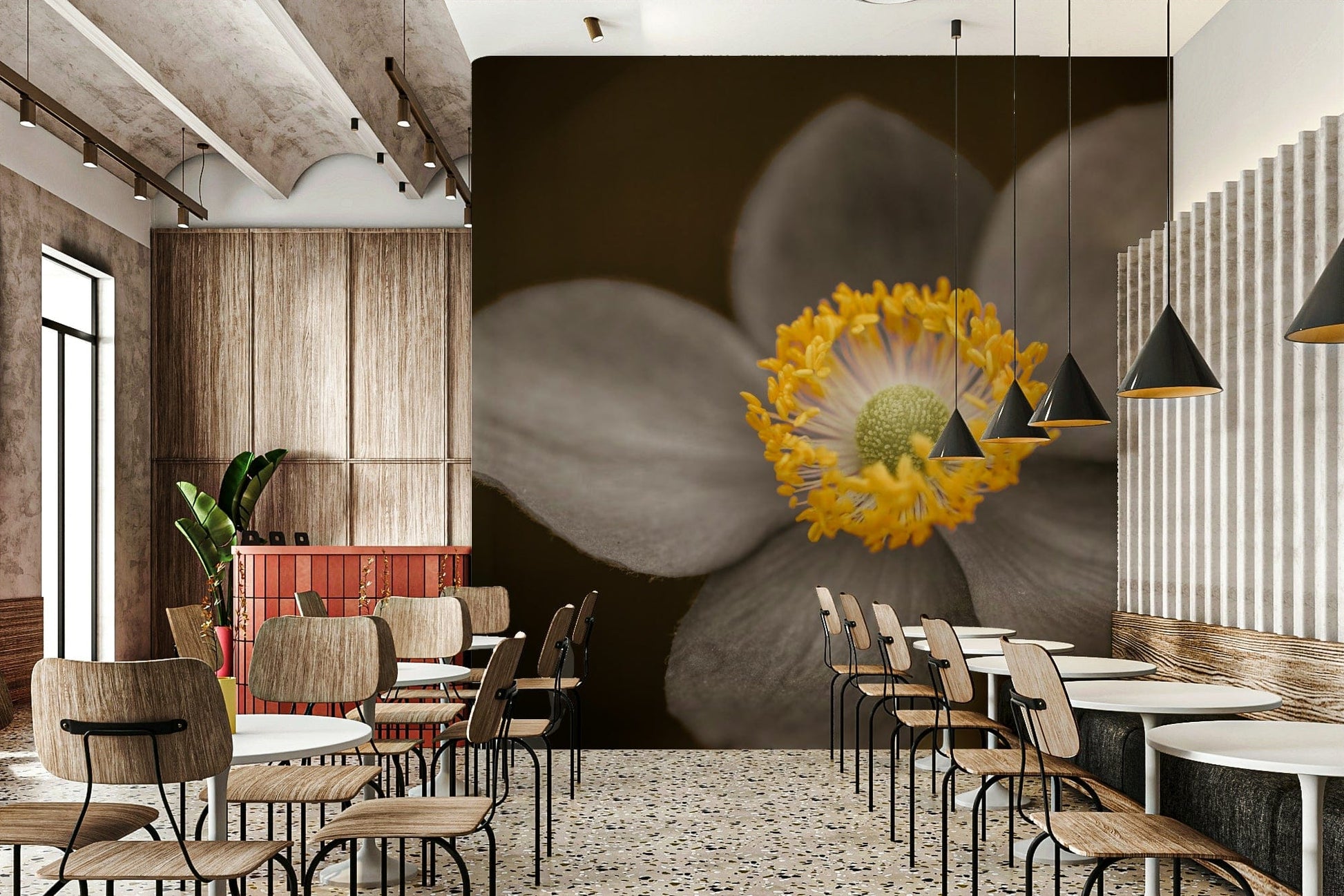 Dramatic floral artwork, Sunlit Floral Essence self adhesive wallpaper., GD7114