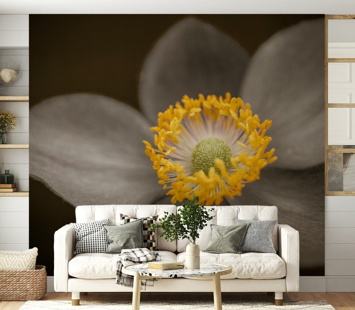 Sunlit Floral Essence, elegant flower wallpaper for walls design.