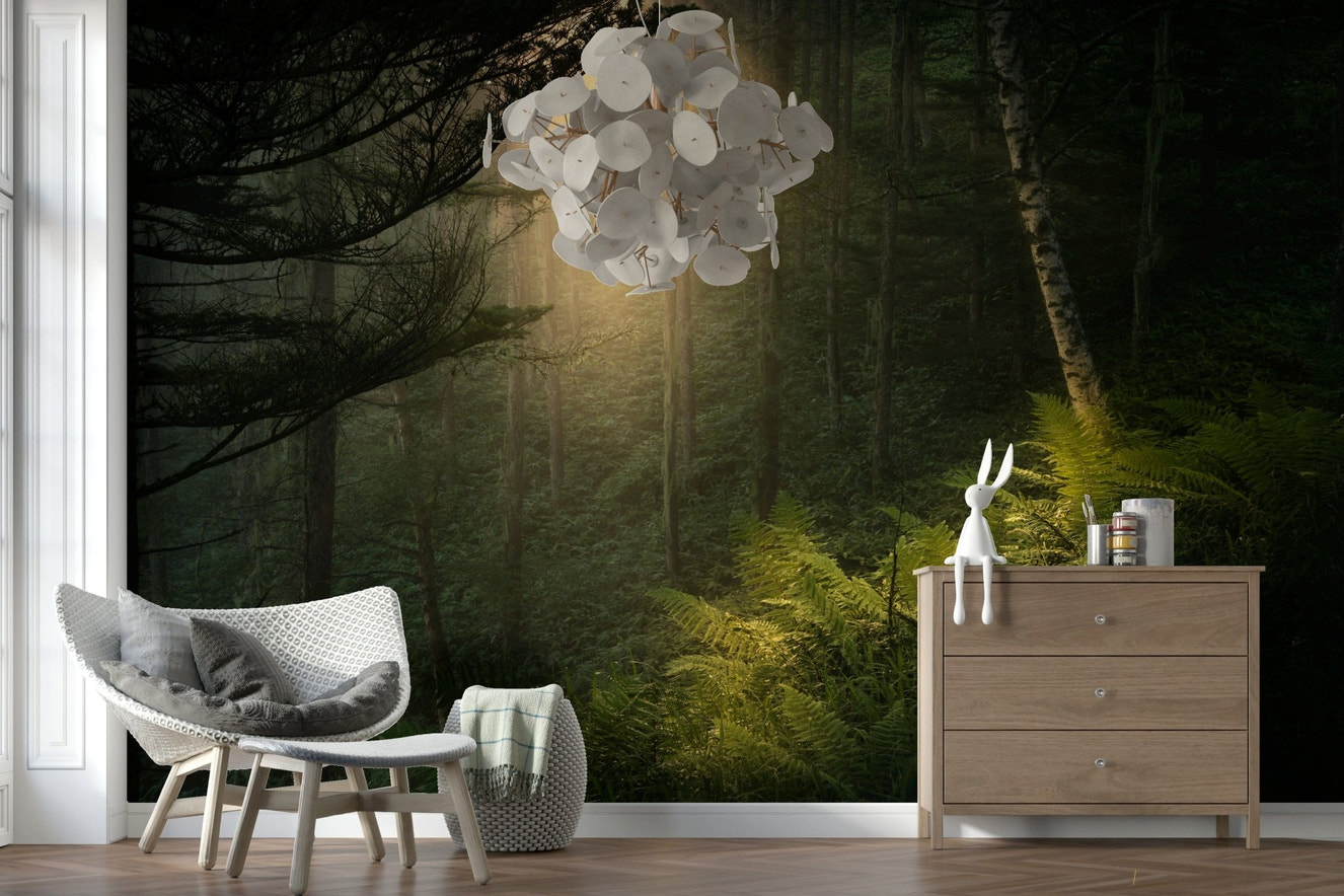 Sunlit Forest Wall Mural