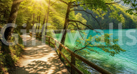 Sunlit Lakeside Path Wall Mural