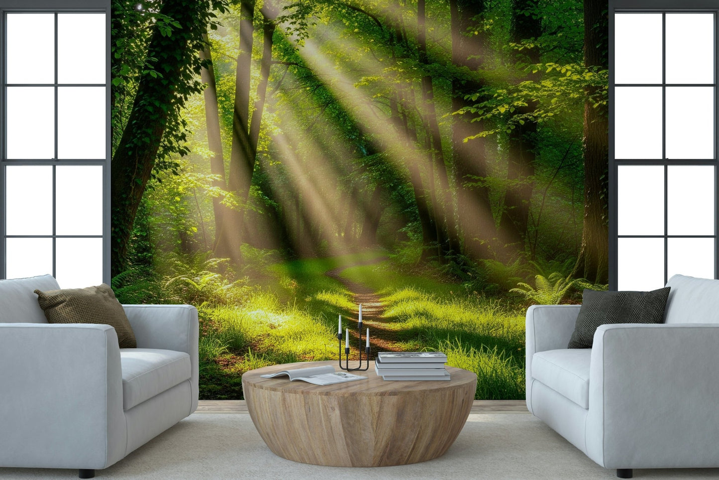 Sunlit Path Wall Mural wallpaper mural for a guest room accent wall