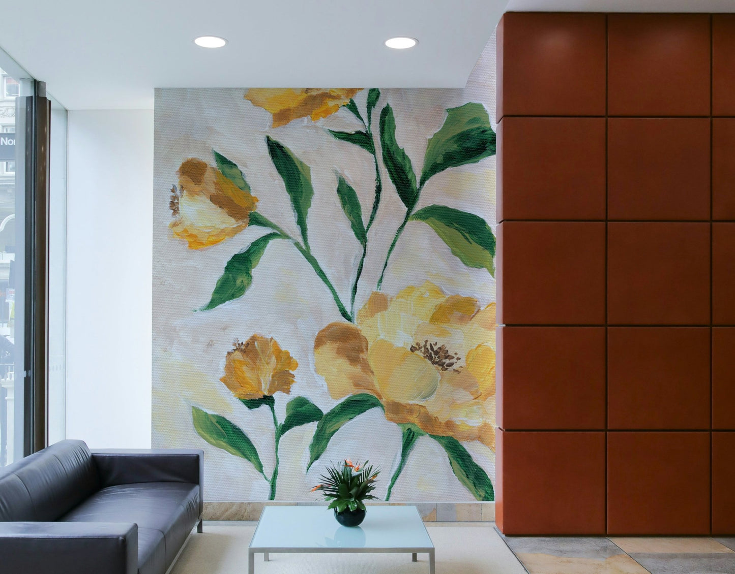 Petal-themed wall art mural with natural charm

