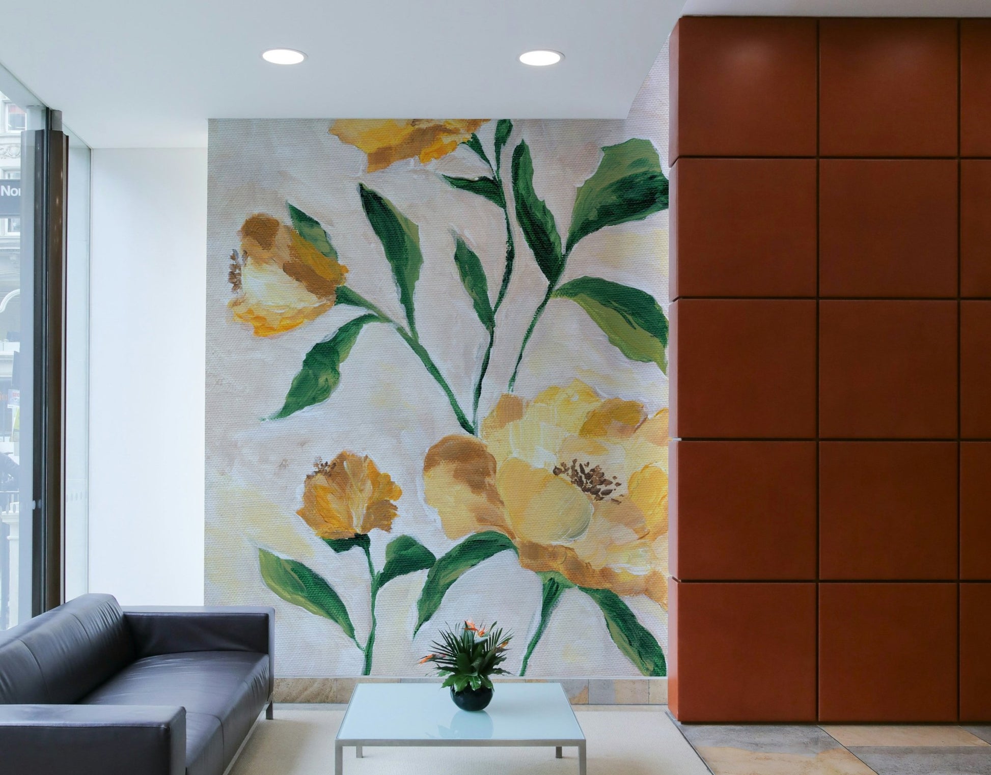 Petal-themed wall art mural with natural charm

