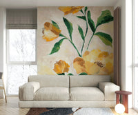 Elegant wall mural of petals in golden light

