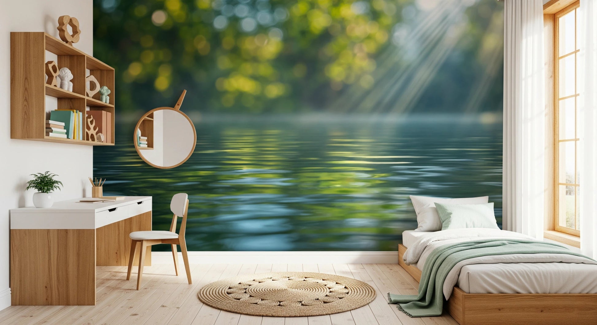 Soft sunlight on water wall mural