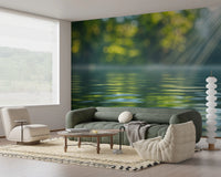 Sunlit Waters Wall Mural with calm reflections