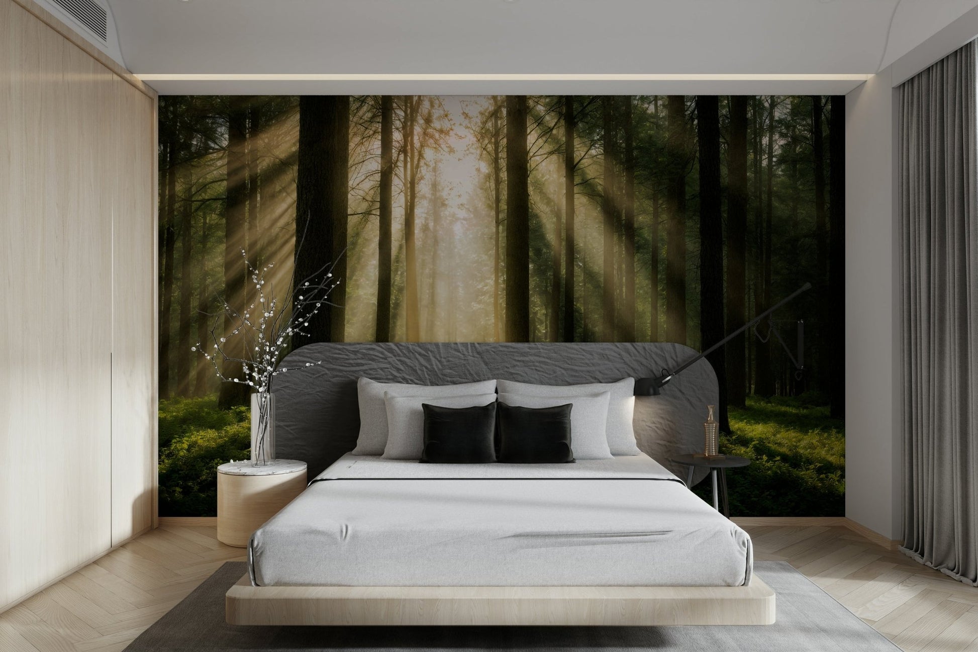 A small patch of wildflowers beside the path.

