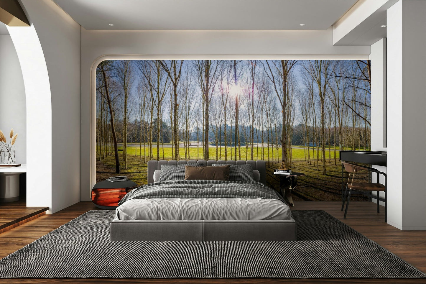 The image shows sunlight filtering through trees.

