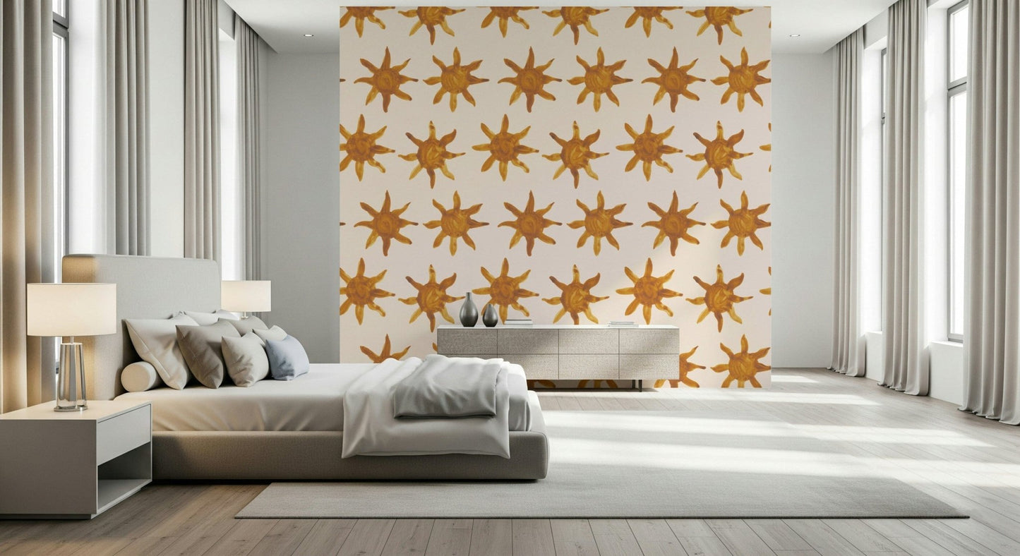 Watercolor suns Sunny Brushstrokes Wallpaper for home., GD6517