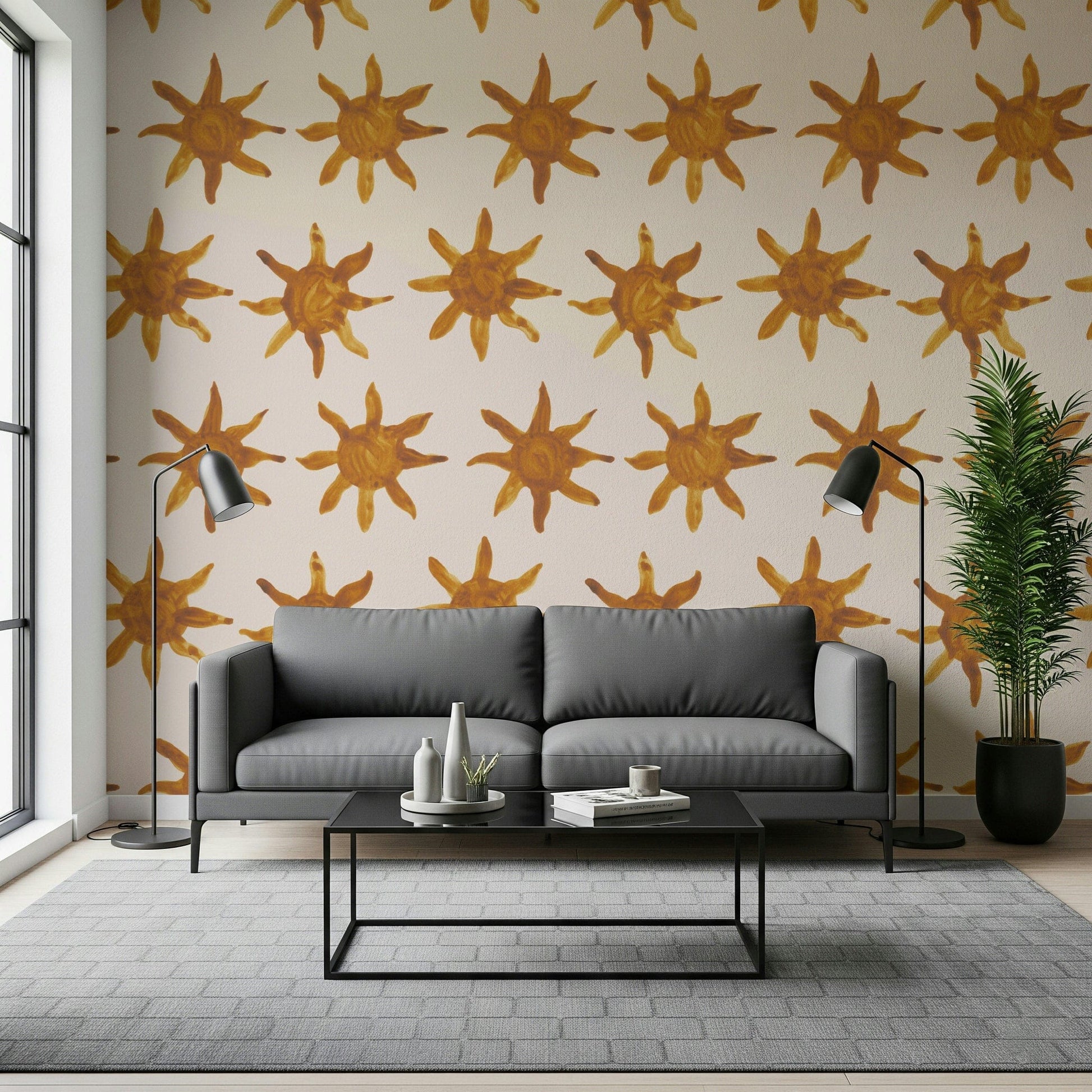 Yellow Sunny Brushstrokes Wallpaper for wall mural., GD6517