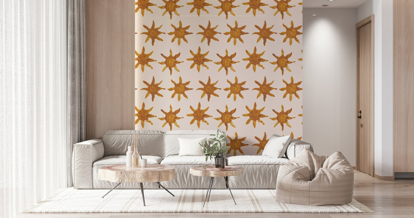 Artistic sun ray Sunny Brushstrokes Wallpaper pattern., GD6517
