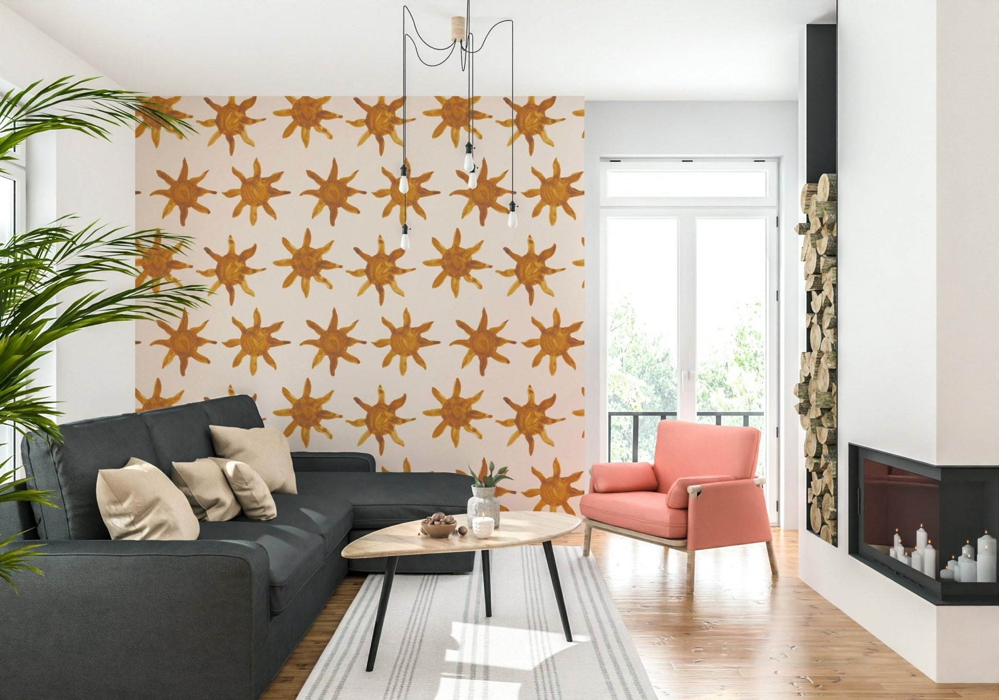 Sunny Brushstrokes Wallpaper Warm, abstract shapes., GD6517