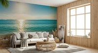 Modern flat with textured sand wallpaper mural Sunny Coastal Calm Wall Mural