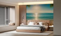 Sunny Coastal Calm Wall Mural turquoise water for a loft wallpaper mural