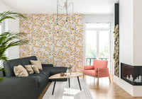 Scattered abstract Sunny Day Blooms Wallpaper foliage elements.