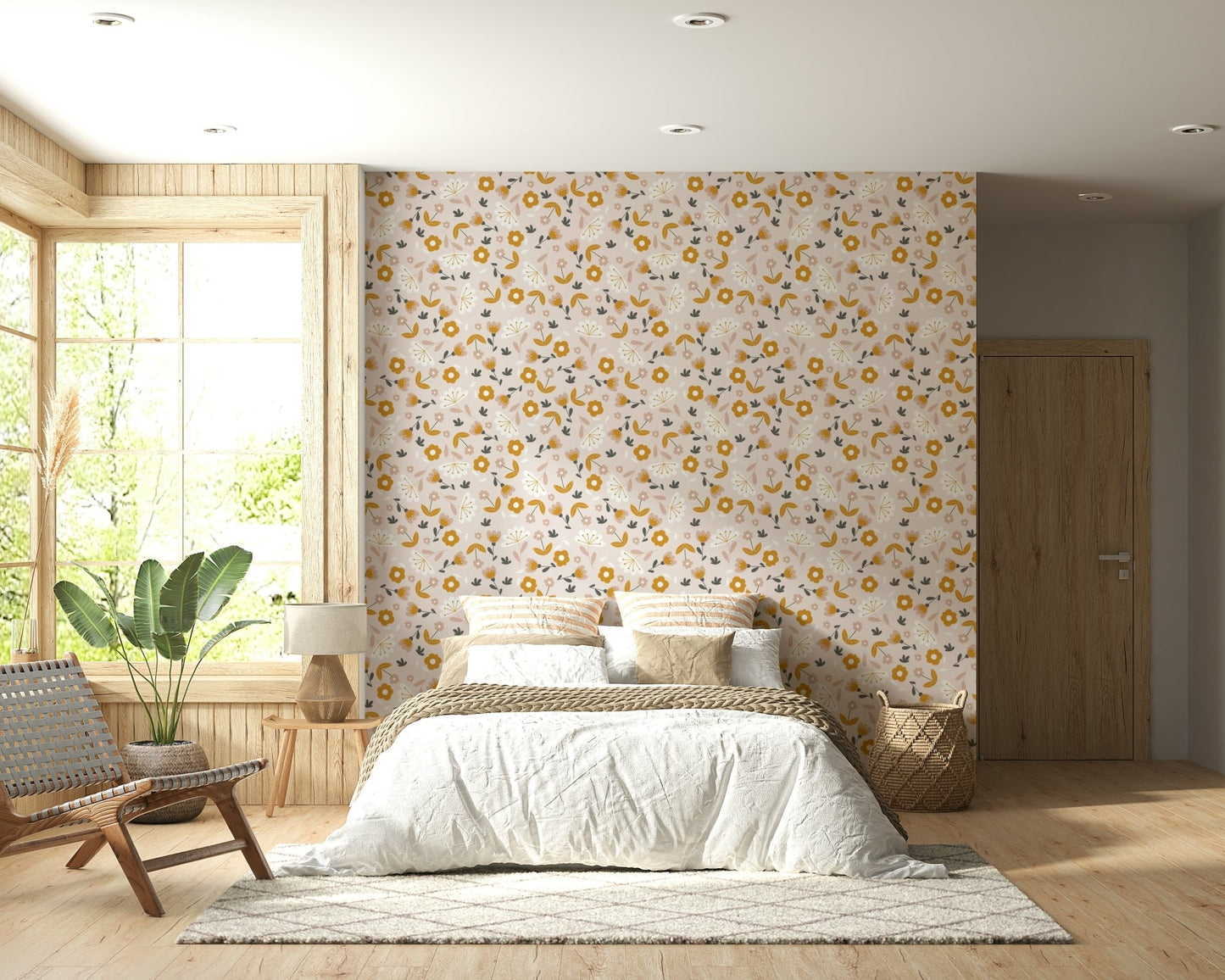 Dense floral Sunny Day Blooms Wallpaper visual texture.