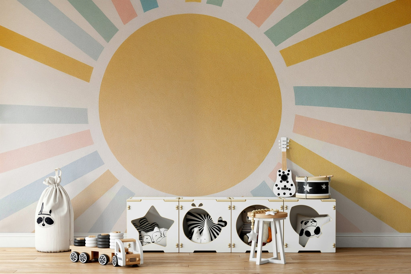 A wide-open, bright blue sky with a few soft clouds.

