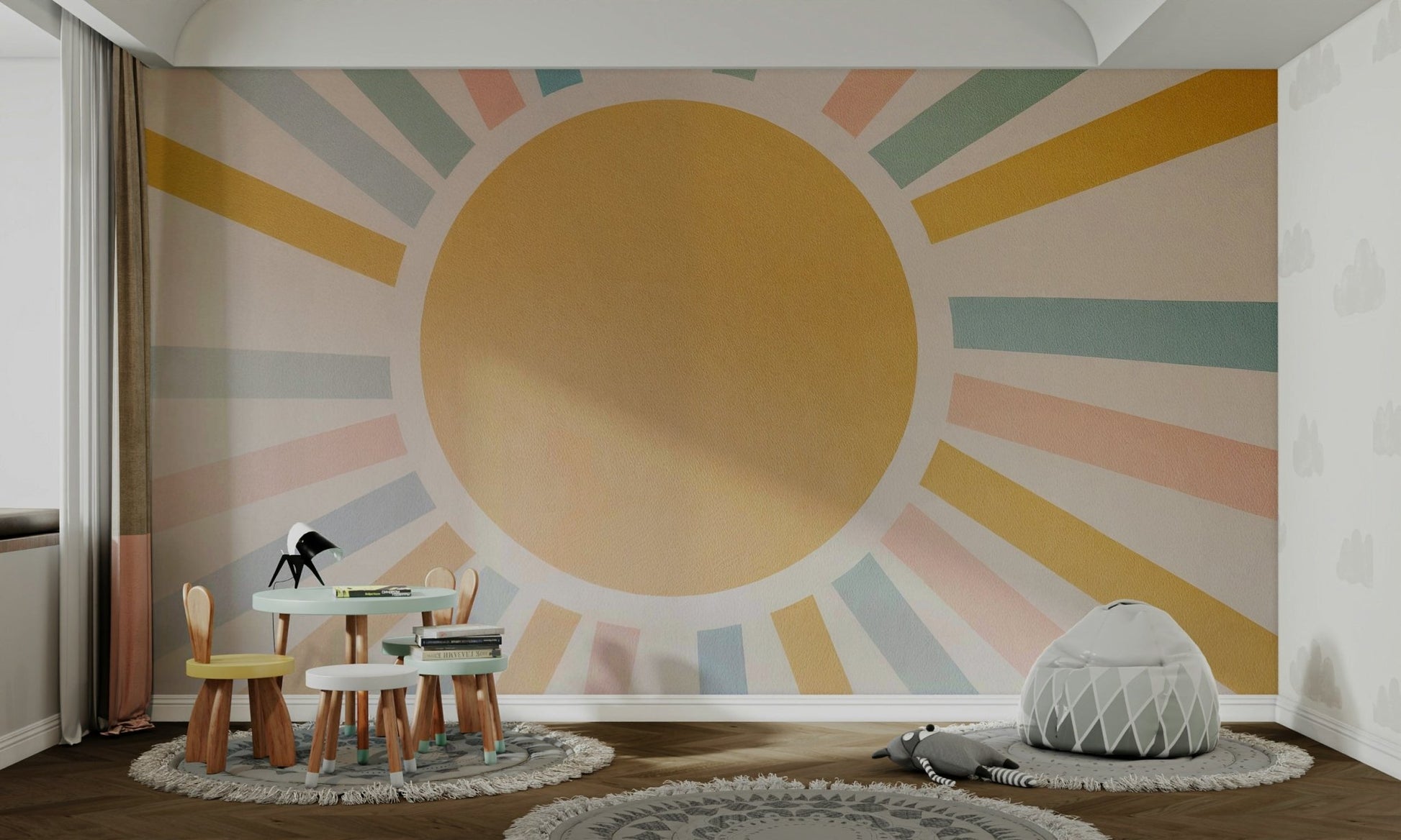 The texture of the tall grass swaying in the breeze.

