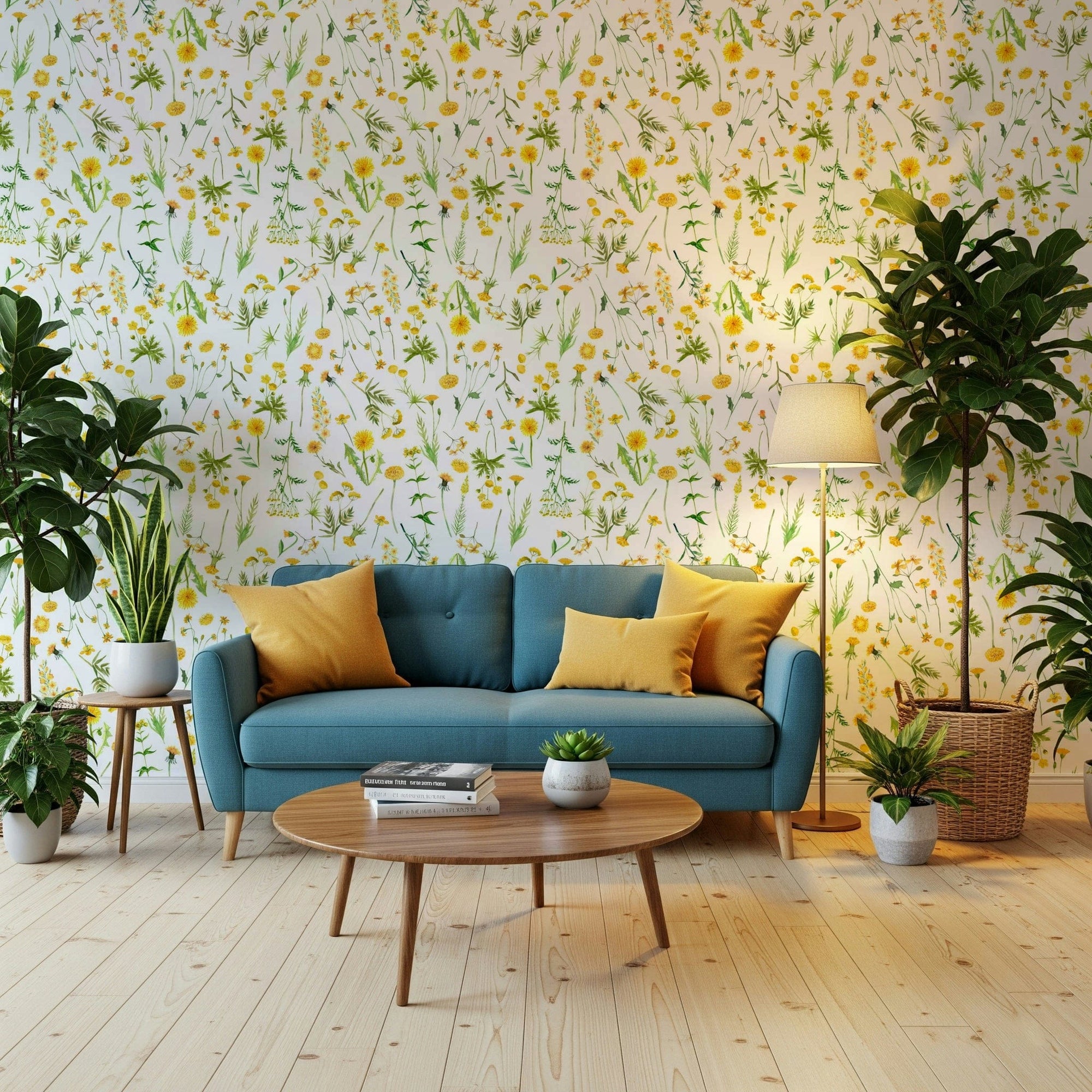 Artistic golden blooms on white background, Sunny Meadow wallpaper., GD7192