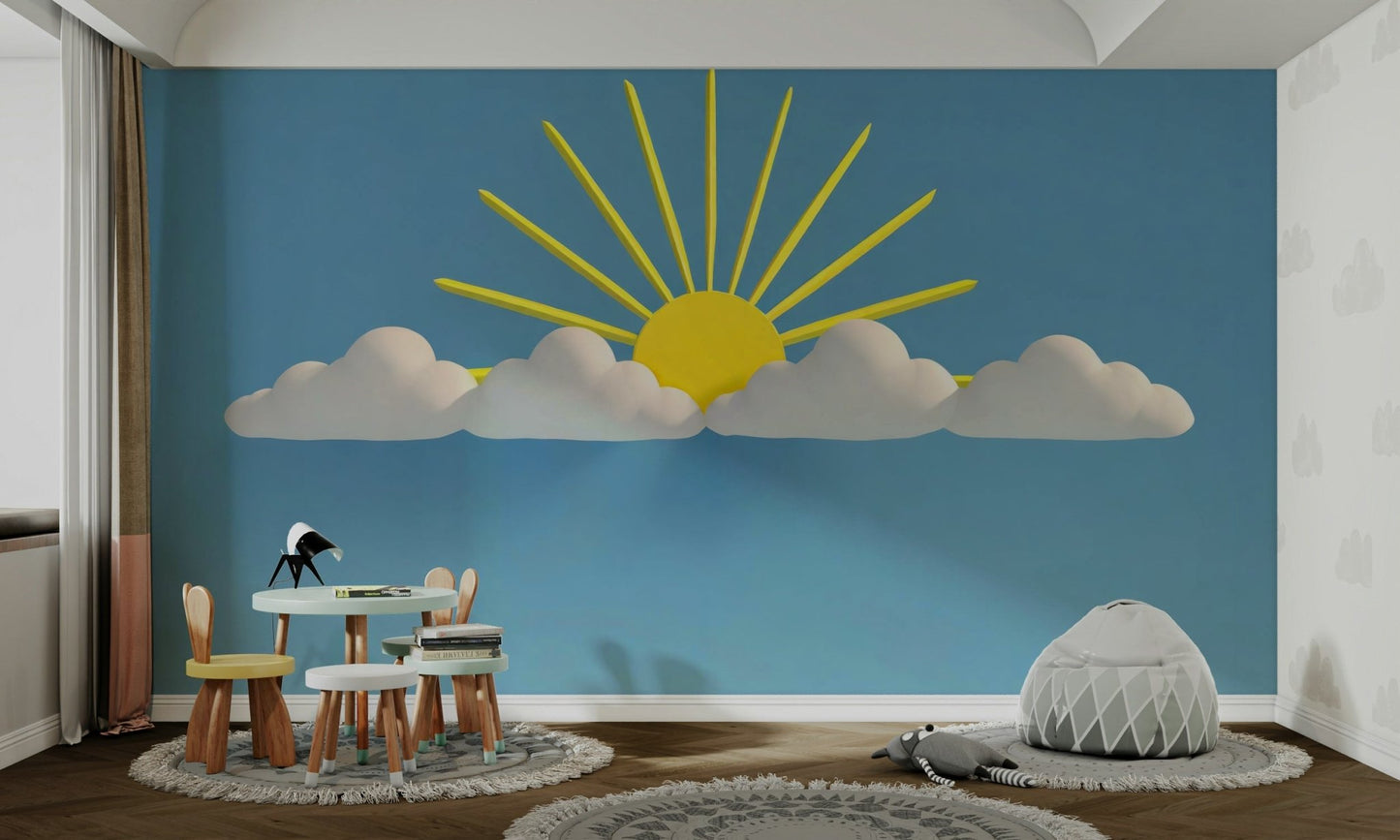 Soft cloud wallpaper for nursery or bedroom

