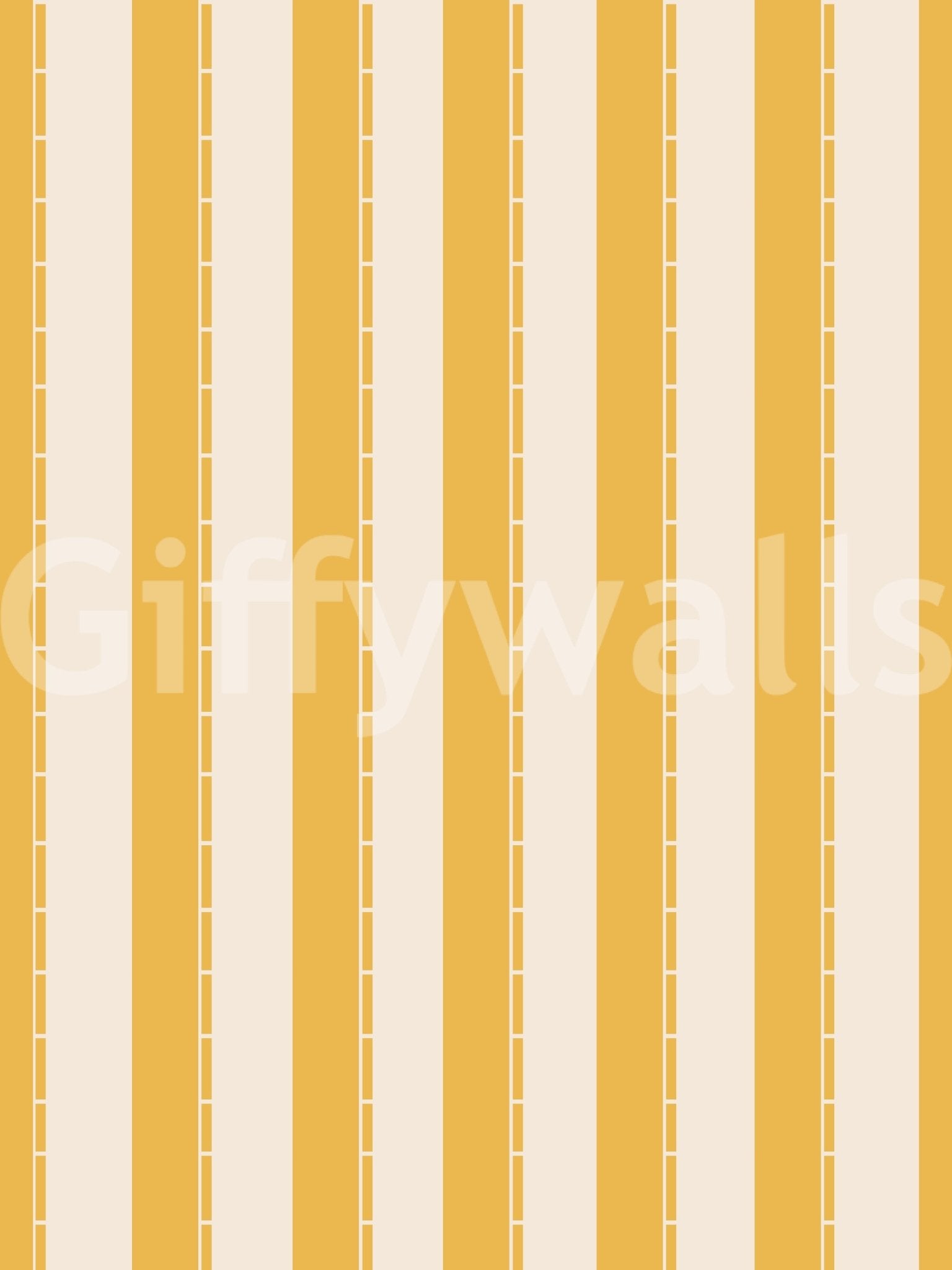 Cream and yellow stripe repeat in Sunny Stripes Wallpaper with tailored spacing detail