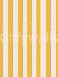 Cream and yellow stripe repeat in Sunny Stripes Wallpaper with tailored spacing detail