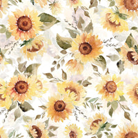 Seamless Sunny Watercolor Sunflowers design for walls.