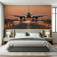 Home office interior with Sunrise Arrival Wall Mural backdrop