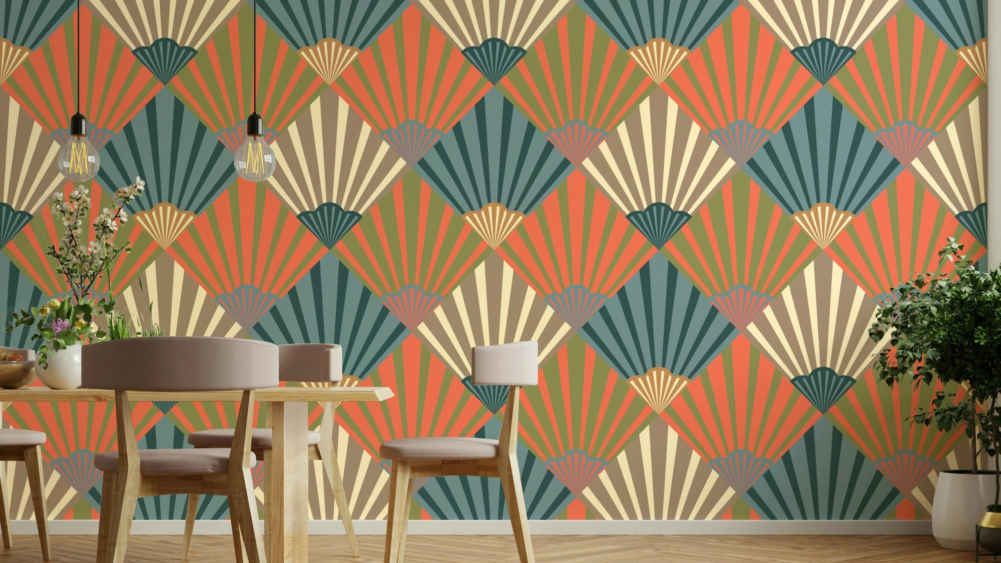 A wall mural of an abstract, geometric pattern. GD3643


