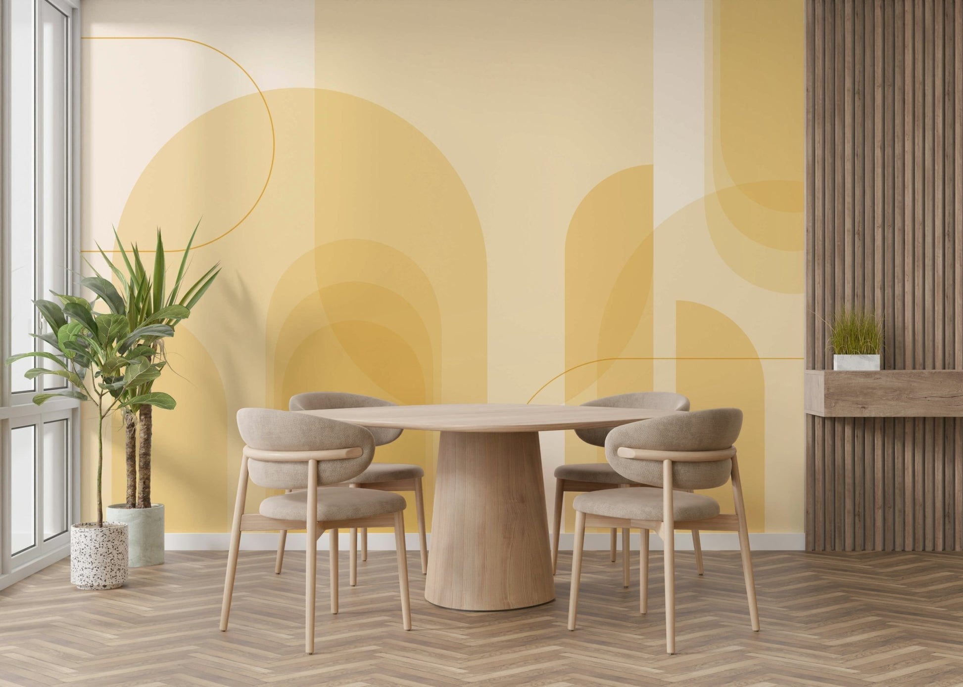 Sunrise-inspired wallpaper for soft interiors
