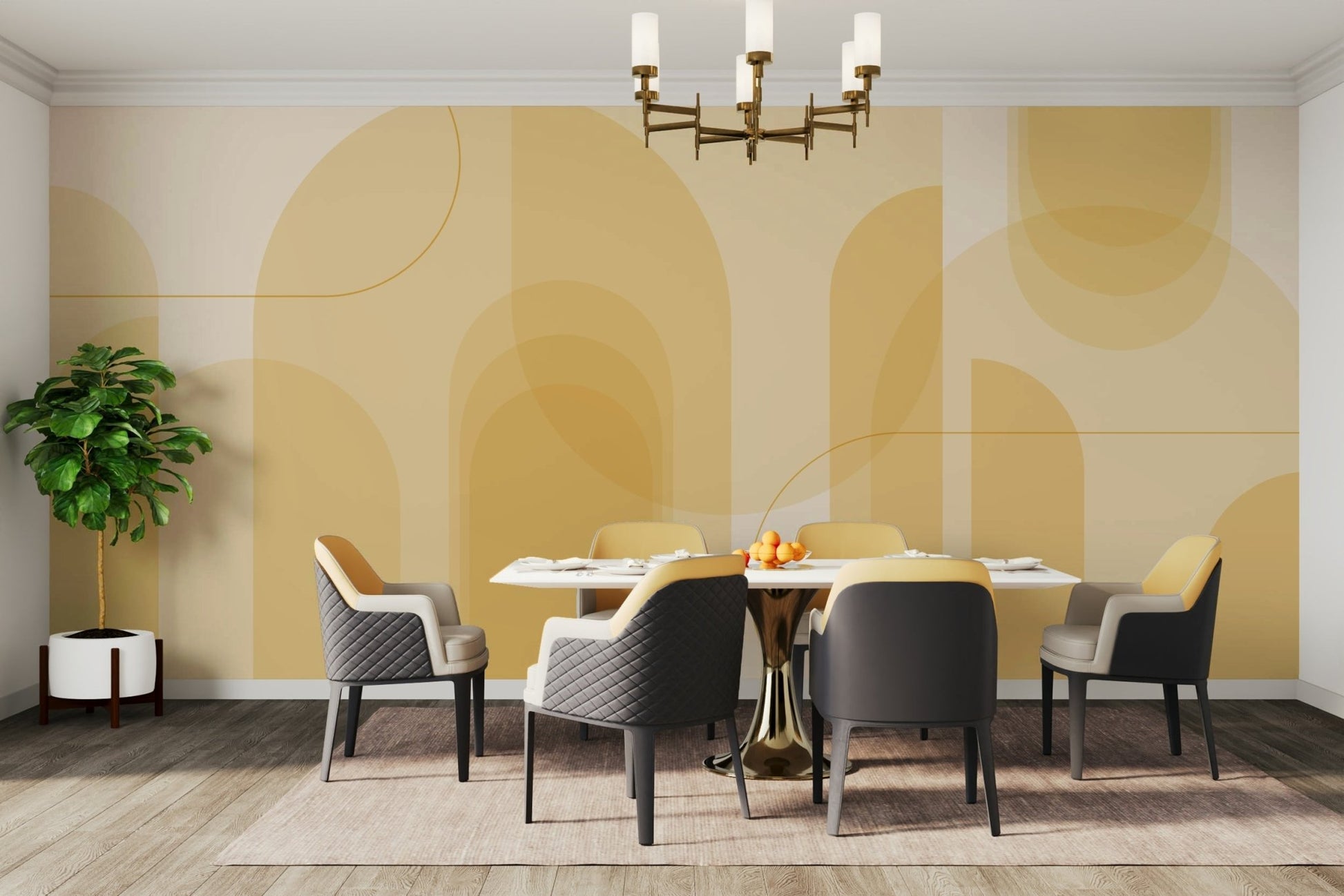 Wallpaper for walls with soft sunrise design
