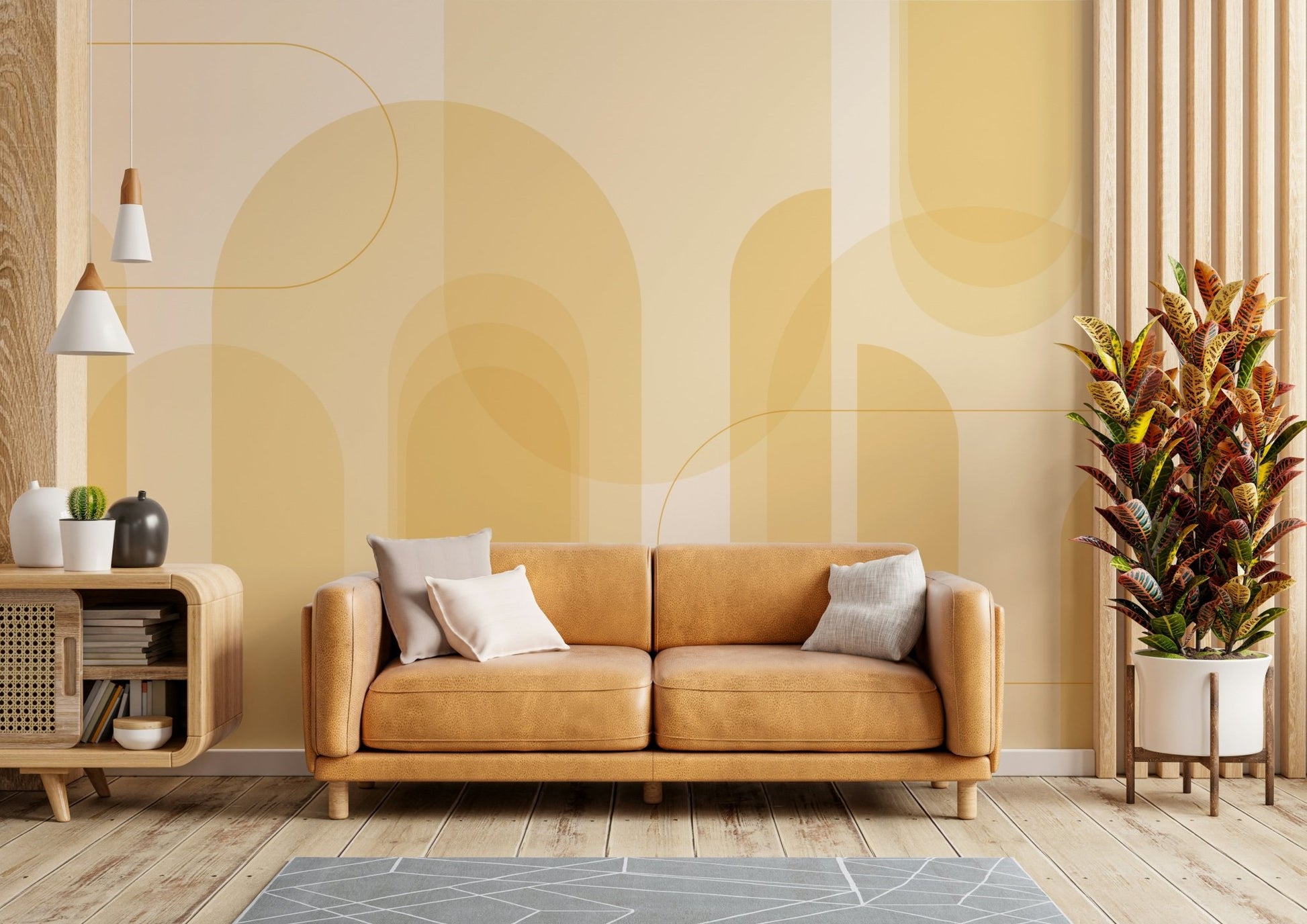 Warm gradient mural wallpaper for bedrooms
