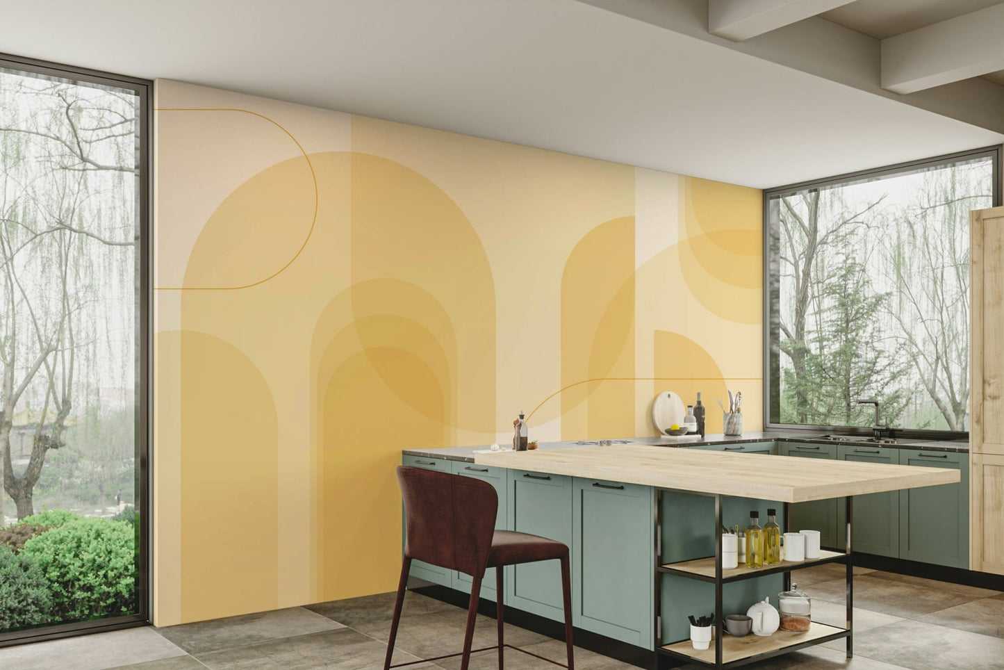 Abstract flow in sunrise wall mural
