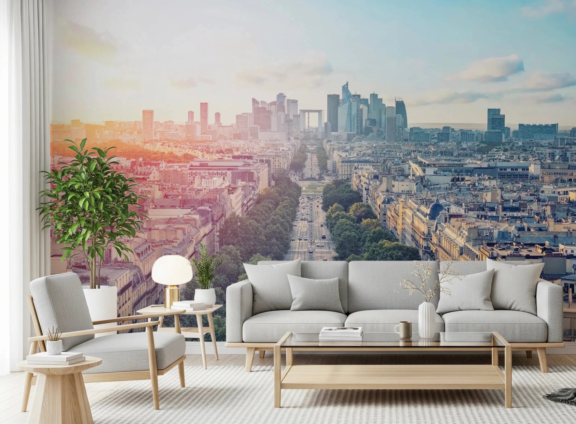 Sunrise Over Paris Wall Mural for elegant dining room interior styling