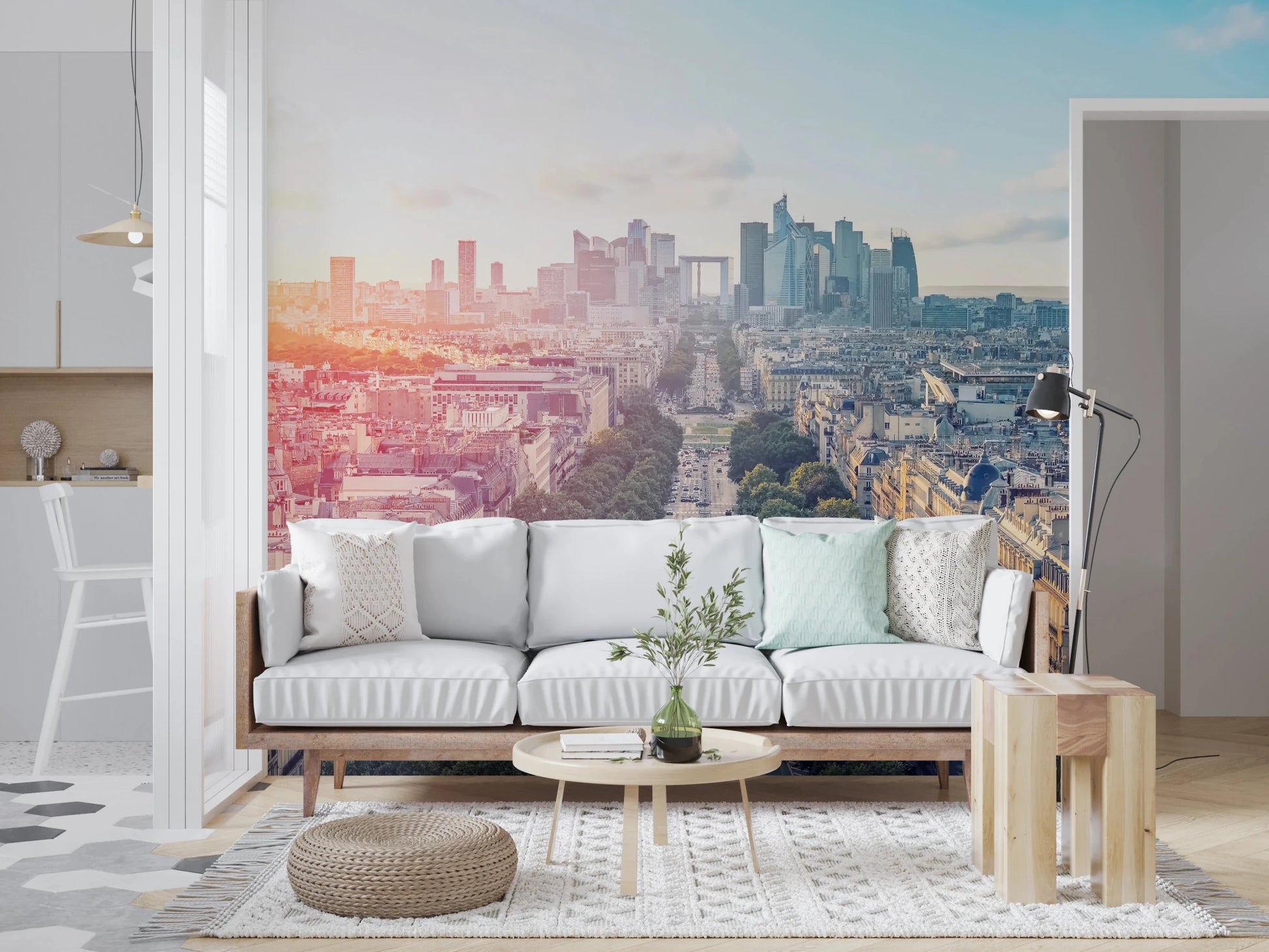 Sunrise Over Paris Wall Mural for adding depth to a minimalist flat