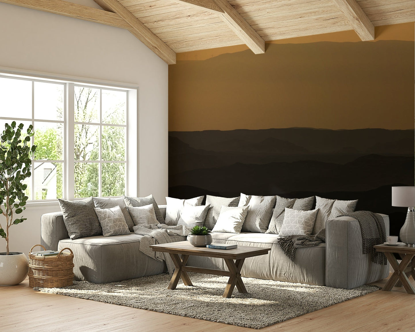 A beautiful panoramic wall mural for a living room.

